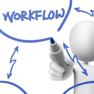 workflow concept drawn by a man over white background
